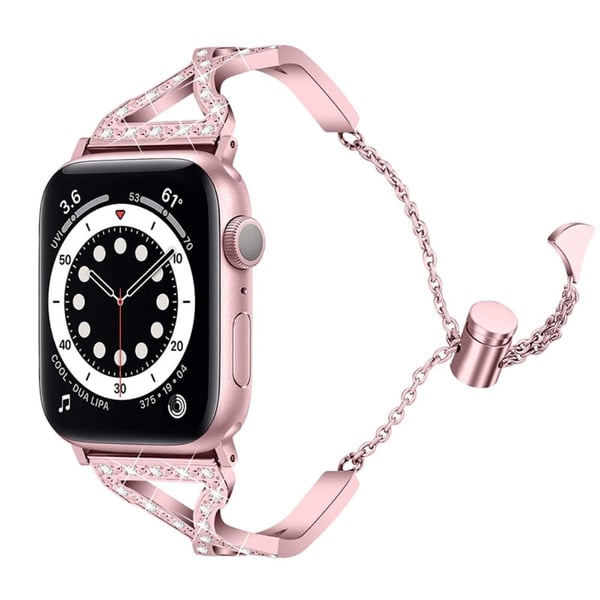 Apple Watch (41 mm) urrem med rhinestone 304 i rustfritt stål - Rosa Rose Apple Watch (41 mm) urrem med rhinestone 304 i rustfritt stål - Rosa Rose