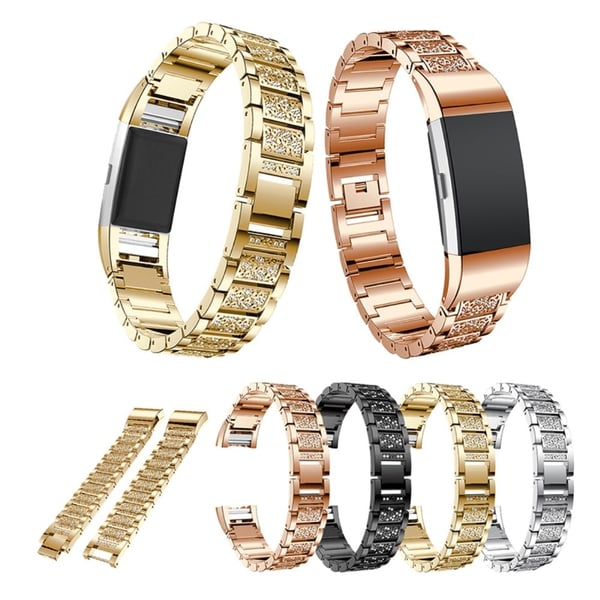 Fitbit Charge 2 klokkerem med tre perler i rustfritt stål - Svart
