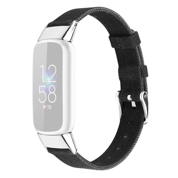 Fitbit Luxe urrem i lærredsstil - Denim Sort / Størrelse: L Fitbit Luxe urrem i lærredsstil - Denim Sort / Størrelse: L