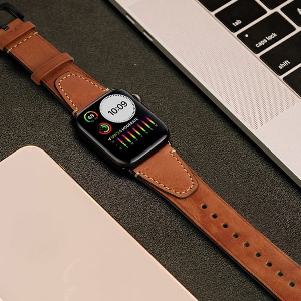 Apple Watch (41 mm) retro klokkerem i ekte okseskinn - Vinrød