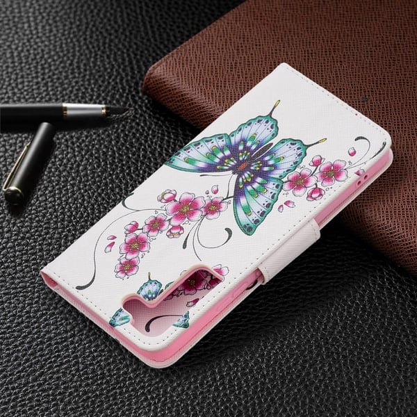 Wonderland Samsung Galaxy S22 Plus Flippetui - Fersken Blossom og Blomst
