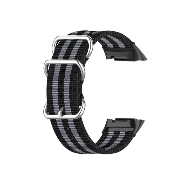 Fitbit Charge 5 elastisk klokkerem i nylon - Svart / Grå / Svart / Grå / Svart