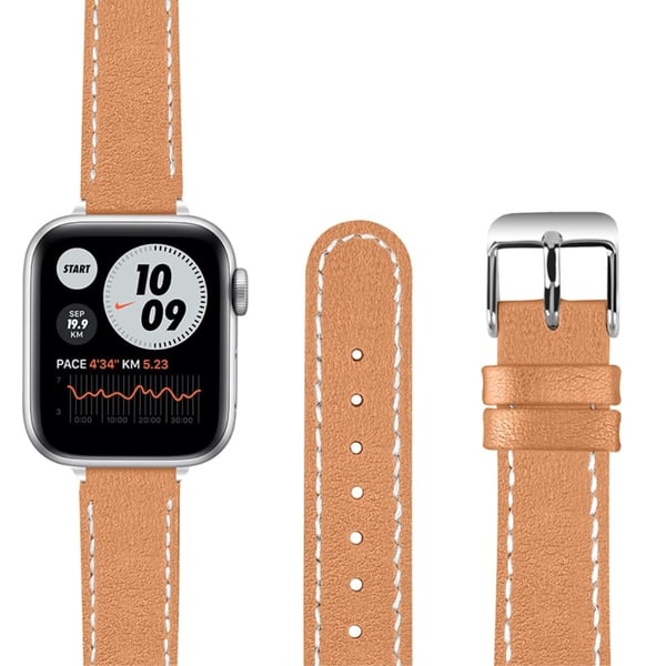 Apple Watch (45 mm) elegant klokkerem i ekte skinn - Kaffe