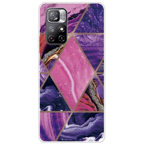 Marble Xiaomi Redmi Note 11T 5G Etui - Lilla og Rose Klinkekule