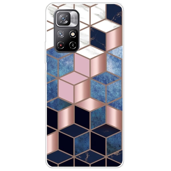 Marble Xiaomi Redmi Note 11T 5G Etui - Blå / Gull Terning