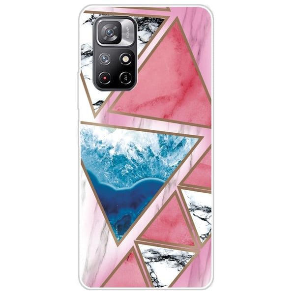 Marble Xiaomi Redmi Note 11 Pro Plus 5G Etui - Hvit / Blå / Rose Trekant