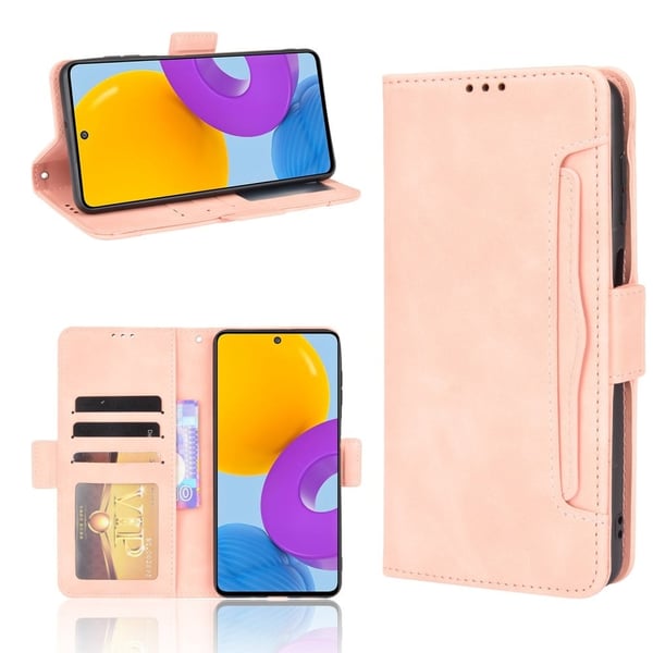 Stilfuldt Læder Etui med Pung til Samsung Galaxy M52 5G - Lyserød
