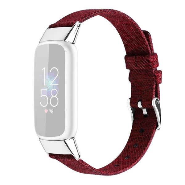 Fitbit Luxe urrem i lærred - Rød / Størrelse: S Fitbit Luxe urrem i lærred - Rød / Størrelse: S