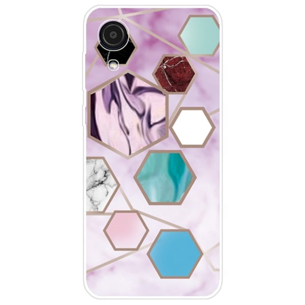 Marble Samsung Galaxy A03 Core Etui - Sekskant Fragmenter i Lilla