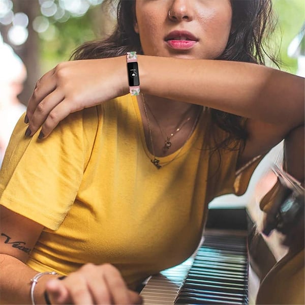 Fitbit Inspire 2 / Inspire HR oval resign-klokkerem - Rosa / Grønn