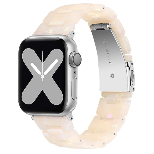 Apple Watch (41 mm) klokkerem med 3 perler i resin - Hvit