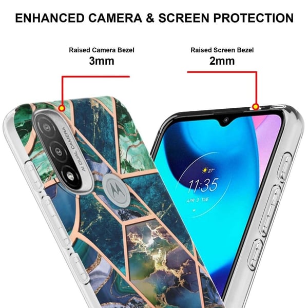 Marble Motorola Moto E30 / E20 / E40 Etui - Blå / Grønn