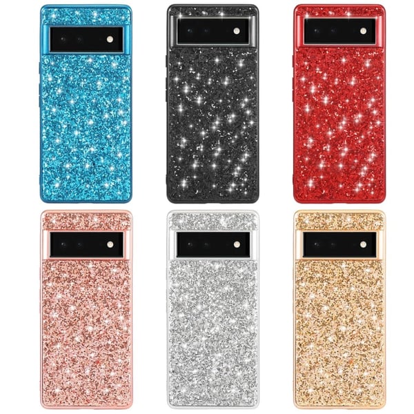 Glitter Google Pixel 6 Pro Etui - Svart