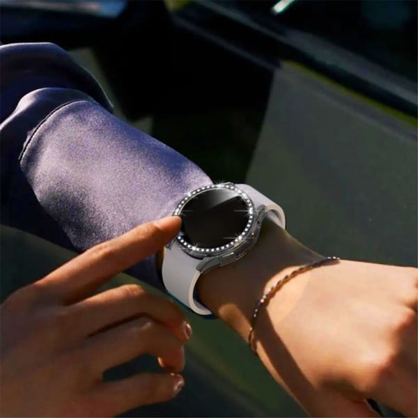 Samsung Galaxy Watch 4 (40 mm) klokkerem med rhinestone-dekor og herdet glass - Gjennomsiktig