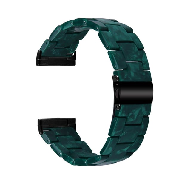 Fitbit Sense / Versa 3 urrem med resinperler - Sortgrønne Blomster