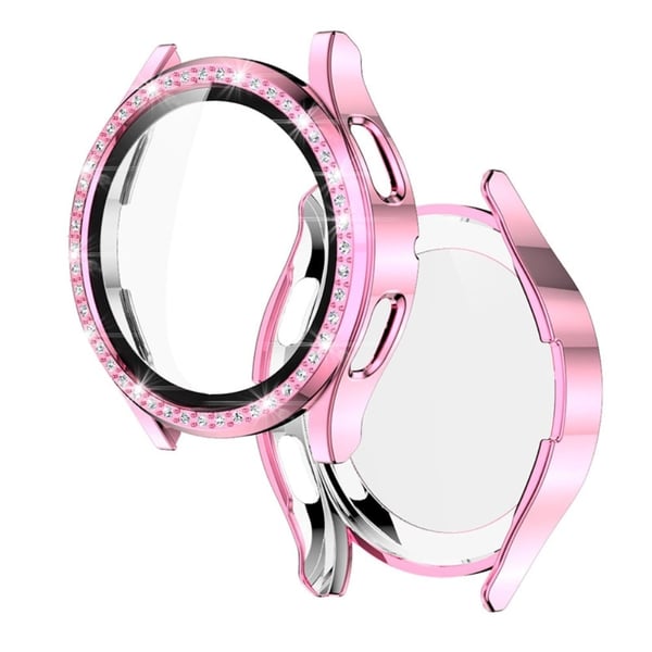 Samsung Galaxy Watch 4 (44 mm) klokkerem med rhinestone-dekor og herdet glass - Rosa