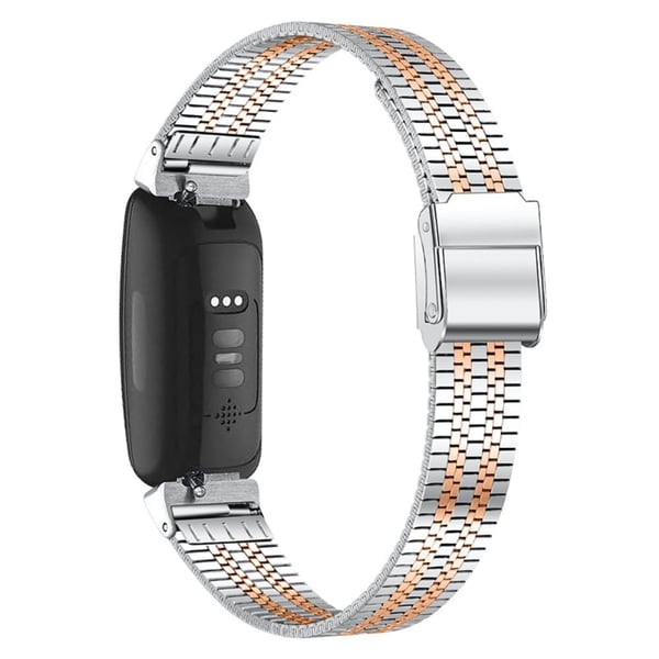 Fitbit Inspire 2 / Inspire 5 klokkerem i rustfritt stål med perler - Spleising I Roségull