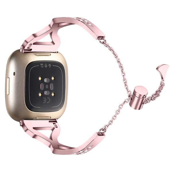 Fitbit Sense / Versa 3 strass 304 klokkerem i rustfritt stål - Rosa Rose