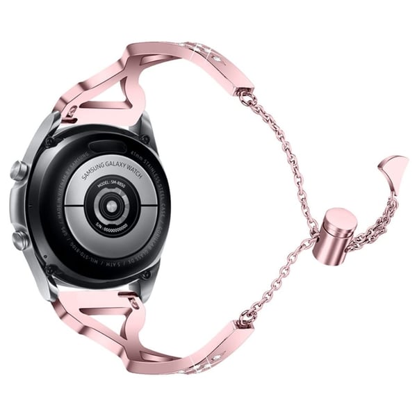 22 mm Samsung Galaxy Watch 3 (45 mm) / Watch (46 mm) klokkerem i rustfritt stål med rhinestone-dekor - Rosa Rose
