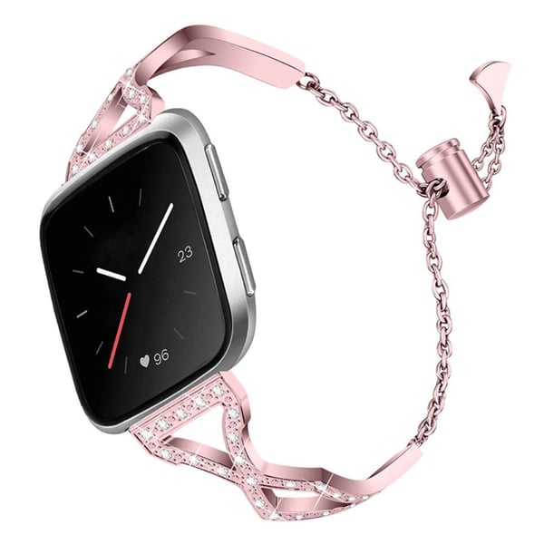 Fitbit Versa 2 / Versa Lite fasjonabel klokkerem i rustfritt stål 304 - Rosa Rose