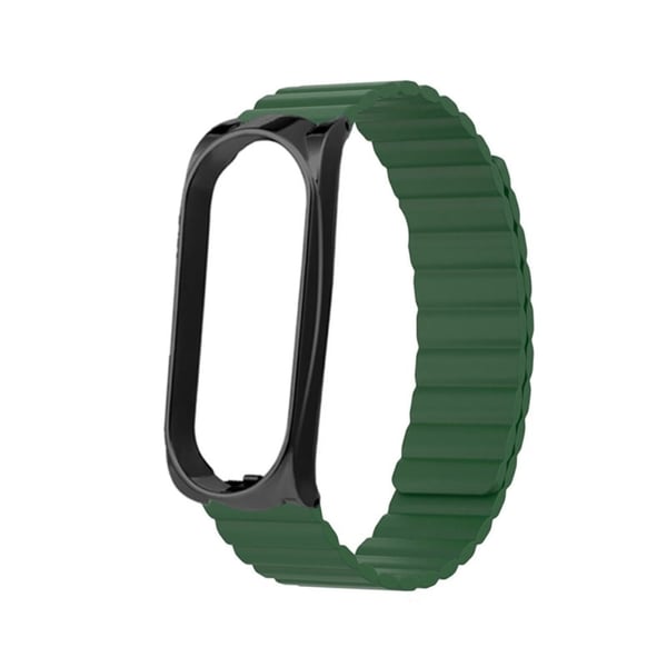 Xiaomi Mi Smart Band 6 / 5 silikonklokkerem med integrert deksel - Militærgrønn