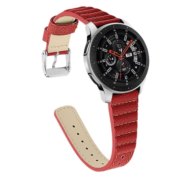 Samsung Galaxy Watch 3 (45 mm) / Watch (46 mm) klokkerem i ekte skinn med bølgete linjer - Rød
