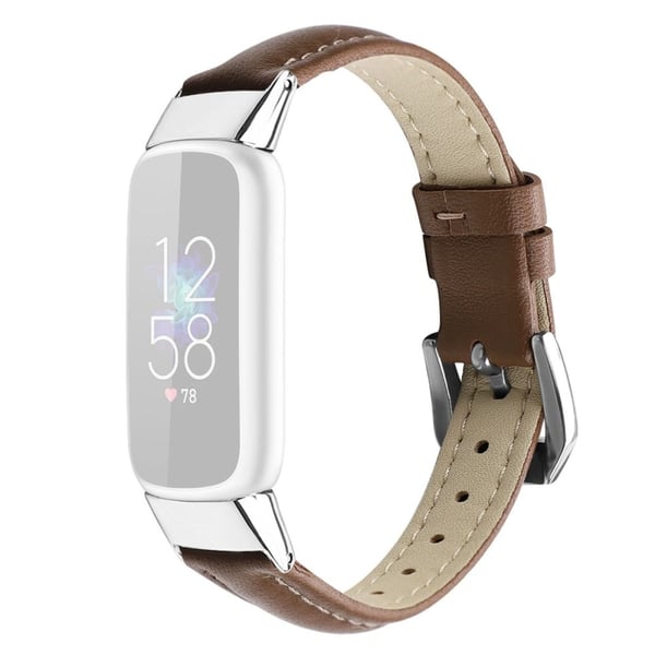 Fitbit Luxe klokkerem i ekte skinn - Kaffe / Størrelse: L