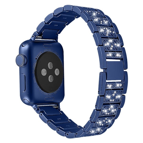 Apple Watch (41 mm) urrem i rustfrit stål med rhinestone-dekor - Blå Apple Watch (41 mm) urrem i rustfrit stål med rhinestone-dekor - Blå