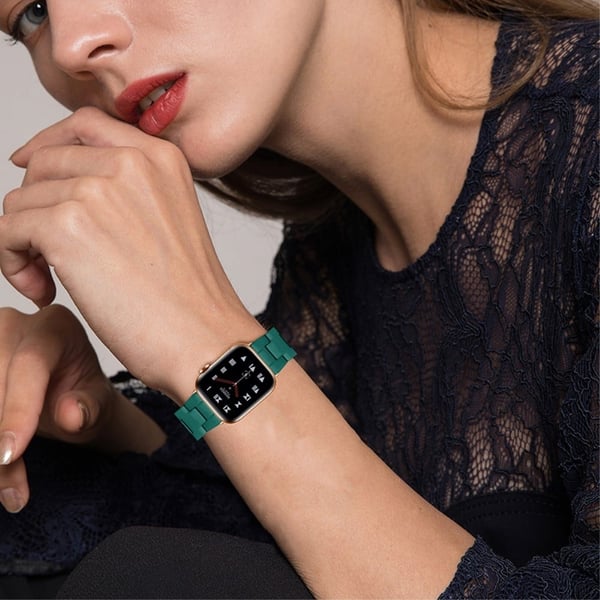 Apple Watch (45 mm) klokkerem med 3 perler i resin - Mørkegrønn