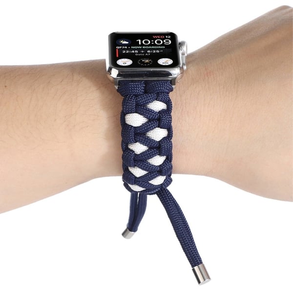 Apple Watch (41 mm) unik klokkerem i nylon - Mørkeblå / Hvit