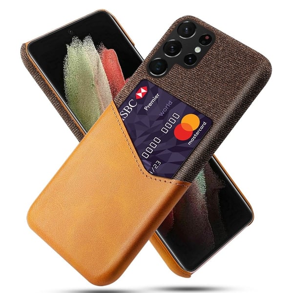 Bofink Samsung Galaxy S22 Ultra Kredittkort Deksel - Brun