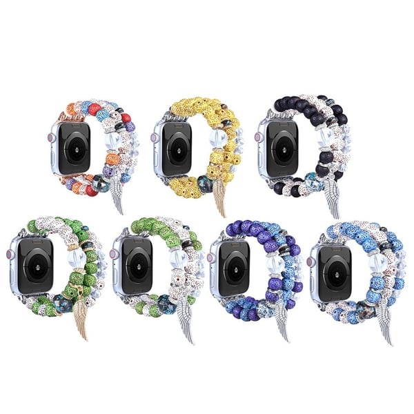 Apple Watch (41 mm) med vingedekor i perleformet klokkerem - Flerfarget