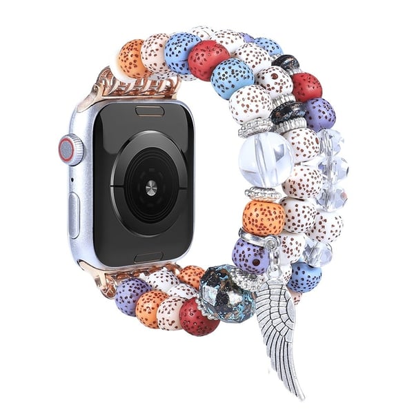 Apple Watch (41 mm) med vingedekor i perleformet klokkerem - Flerfarget