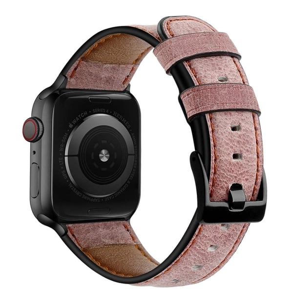 Retro urrem i ægte læder til Apple Watch (45 mm) - Lyserød Retro urrem i ægte læder til Apple Watch (45 mm) - Lyserød