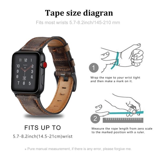 Retro urrem i ægte læder til Apple Watch (45 mm) - Lyserød