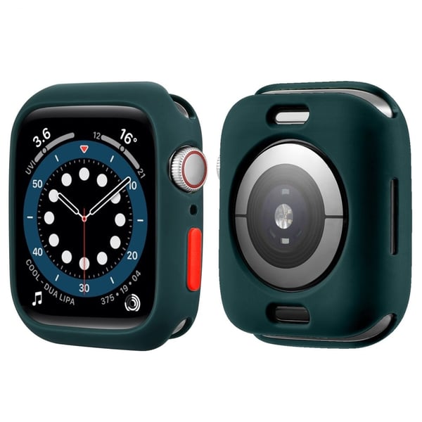 Apple Watch (45 mm) TPU-deksel med godterifarget knapp - Svartgrønn / Rød