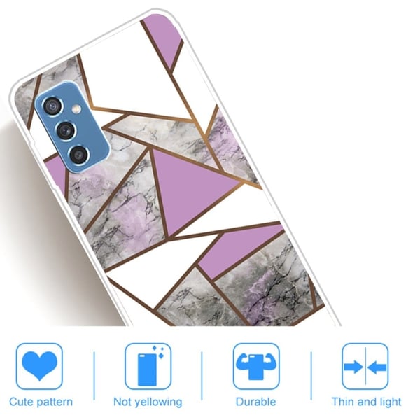 Marble Samsung Galaxy M52 5G Etui - Lilla / Hvit / Grå Klinkekule