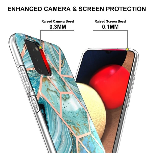 Marble Samsung Galaxy A02s Etui - Blå