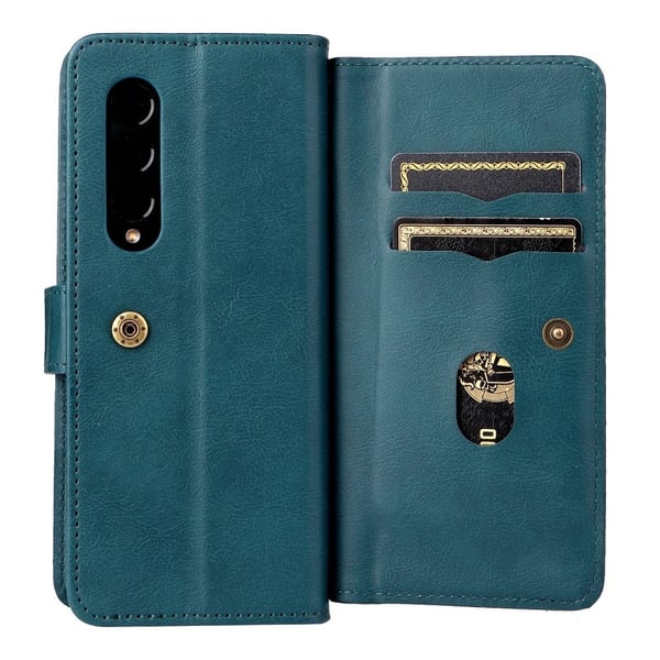 10-slot Lommebok Etui til Samsung Galaxy Z Fold3 5G - Svartgrønn