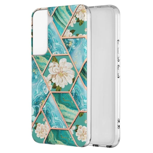 Marmormotiv Samsung Galaxy S22 Plus skal - Blå Blommor Marmormotiv Samsung Galaxy S22 Plus skal - Blå Blommor