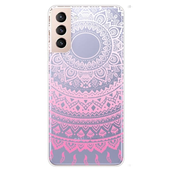 Deco Samsung Galaxy S22 skal - Rosa / Vitt Mandala-Mönster Deco Samsung Galaxy S22 skal - Rosa / Vitt Mandala-Mönster