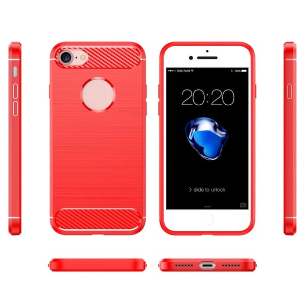 Carbon Flex Suojakotelo iPhone 8 / 7 - Punainen