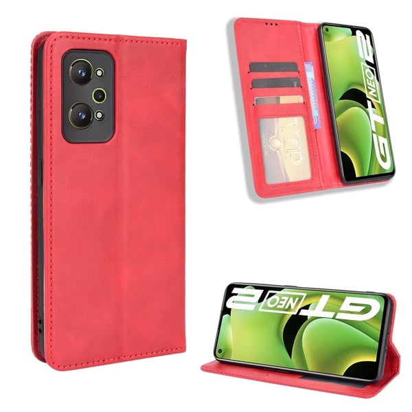 Bofink Vintage Realme GT Neo2 Læretui - Rød