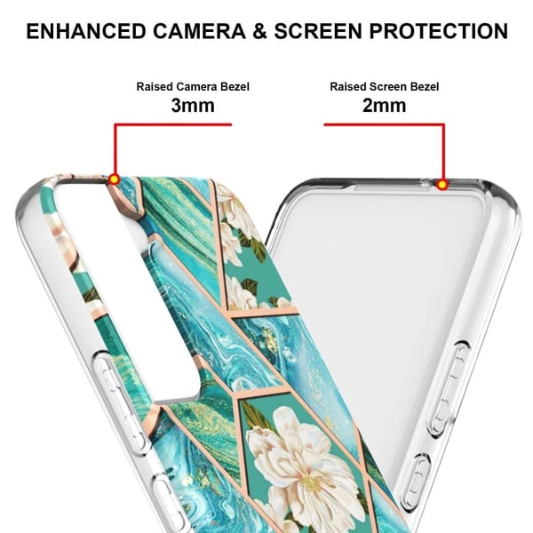 Marmormotiv Samsung Galaxy S22 skal - Blå Blommor