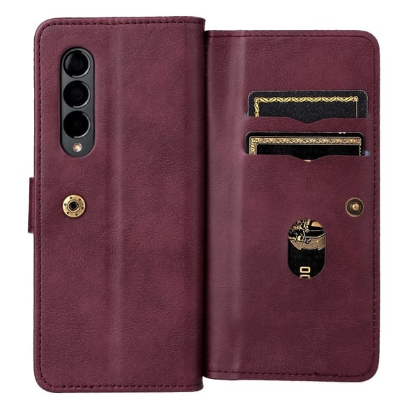 10-slot Lommebok Etui til Samsung Galaxy Z Fold3 5G - Vinrød