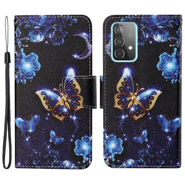 Wonderland Samsung Galaxy A53 5G Flip Etui - Måne / Sommerfugl Wonderland Samsung Galaxy A53 5G Flip Etui - Måne / Sommerfugl