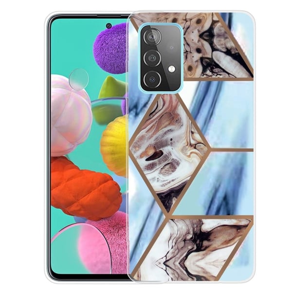 Deco Samsung Galaxy A73 Etui - Himmelblå og Brun Marmor