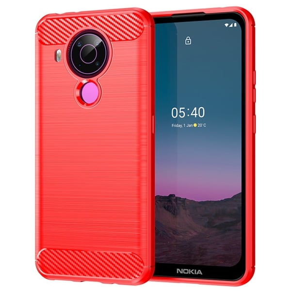 Carbon Flex Etui Nokia 5.4 - Rød