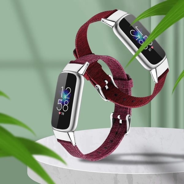 Fitbit Luxe klokkerem i lerretsstil - Rød / Størrelse: L