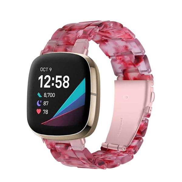 Fitbit Sense / Versa 3 hartsihelmikellon hihna - Persikanpunainen